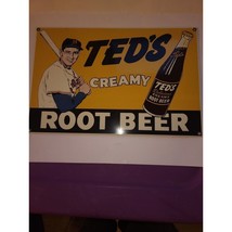 Ted&#39;s Creamy Root Beer Porcelain Sign 15&quot; by 10&quot; Ted Williams Baseball mint - $46.74