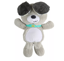Bright Starts Belly Laughs Puppy Stuffed Plush Musical Gray White Corduroy Ears - £39.56 GBP