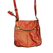 Fossil Red Leather Distressed Zip Magnetic Crossbody Shoulder Bag - £23.67 GBP