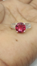 Natural 5Ct Round Cut Red Ruby Ring 925 Sterling Silver anniversary ring - £54.92 GBP