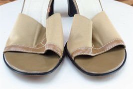 Franco Sarto Sz 9.5 M Brown Slide Leather Women Sandals - £15.83 GBP