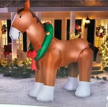 Holiday Time 9 ft Clydesdale Horse Christmas Outdoor Inflatable Yard Decor - £90.34 GBP