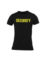 Men&#39;s Security T-Shirt Black Neon Tee Staff Guard Bouncer T Shirt Screen Printed - £11.72 GBP+
