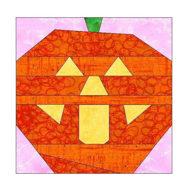 PUMPKIN PAPER PIECING QUILT BLOCK PATTERN -069A