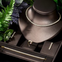 HIBRIDE 4pcs Necklace and Earring Set Baguette Zirconia Choker Design African Je - £63.02 GBP