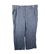 Talbots Heritage Pants Sz 14 100% Linen Blue Gray Wide Loose Leg Trouser... - $69.92