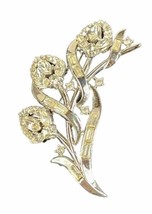 Vtg Signed Crown Trifari Floral Ribbon Alfred Philippe Diamanté Silver B... - £61.47 GBP