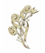 Vtg Signed Crown Trifari Floral Ribbon Alfred Philippe Diamanté Silver B... - £60.49 GBP