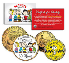 P EAN Uts Charlie Brown Snoopy *60 Years* Dc Quarter &amp; Jfk Half Dollar 2-Coin Set - £12.25 GBP