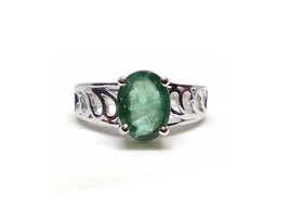 Sterling Silver Emerald Band Natural Emerald Band 6x8 mm Oval Emerald Ring - £81.76 GBP