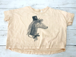 Rylee + Cru T-Shirt Top Horse w/ Top Hat Cotton Boho Peach Baby 6-12 Months - $12.16