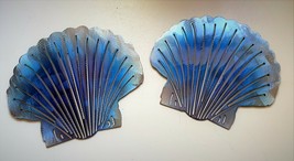 Scallop Shell Pair (2 Piece) - Metal Wall Art - Blue Tinged 6 1/2&quot; x 6&quot; - $30.38