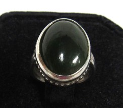 Vintage Sterling Silver Translucent Dark Green Jade Sz 3 Ladie&#39;s Ring 3g - £19.12 GBP