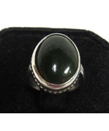 Vintage Sterling Silver Translucent Dark Green Jade Sz 3 Ladie&#39;s Ring 3g - €21,45 EUR