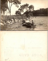 USA Unknown Location Two Ladies Rowing a Boat River Bridge RPPC Antique Postcard - £22.34 GBP