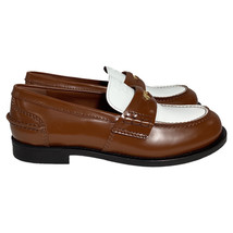 Miu Miu Penny Loafers In Brown And White Calf Leather Women Ochre Size 39 - $897.75