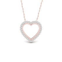 10K Rose Gold 1/4ct TDW Diamond Heart Necklace - £231.80 GBP