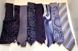 Vintage Lot of 8 Purple Silk Ties Valentino Countess Mara Chaps Stacy Adams - $24.99