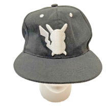 Pokeman Pikachu Snapback Embroidered Black and White Ball Cap Adjustable - £11.16 GBP