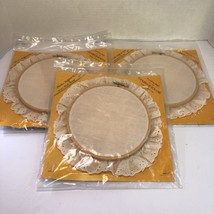 3 Muslin Ruffled 6&quot; Hoops Candlewick Embroidery Painting - £10.11 GBP