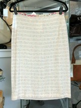 ST. JOHN COLLECTION Cream w/ Silk Floral Trim Knit Straight Skirt Sz 8 $... - $172.16