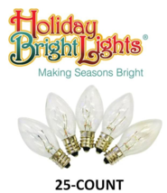 Christmas Bulbs C7 Incandescent 25-ct Clear, Holiday Bright Lights BU25C... - $11.87