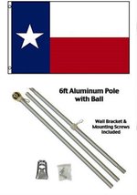 AES 2x3 2&#39;x3&#39; State of Texas Flag Aluminum Pole Kit Gold Ball Top - £23.51 GBP