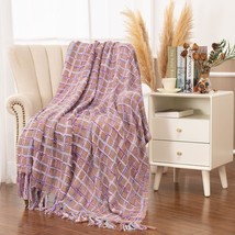 New Buffalo Plaid Throw Blanket Ultra Soft Purple Fall Blankets, Violet Plaid - £27.17 GBP