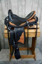 Western Black Endurance Leather Saddle 16 &quot;With Soft Cow Softie Seat / Free Ship - £412.36 GBP