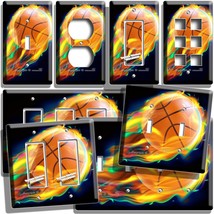 Basketball Ball Colorful Flames Light Switch Outlet Wall Plates Sport Room Decor - £9.58 GBP+