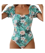 Ruffle Sleeve Swimsuit Size 8/10 (L) Square Neck Criss Cross Strap Back ... - $25.00