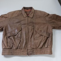 Vintage Expressions International Mens Brown Genuine Leather Bomber Jacket XL 46 image 13