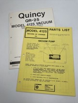 Quincy Vacuum Pump Parts List Model 4125 QR-25 Series Catalog Manual 1152V - £7.53 GBP