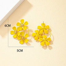 Camellia Flower Earrings Bohemian Romantic Three Korean Designer Fashion Jewelry - £7.07 GBP