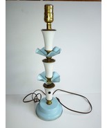 1960&#39;s Toleware Table Lamp blue white floral flower Tole 18 &quot;   FABULOUS... - $2,827.36 MXN