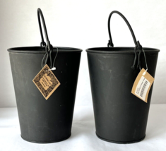 2 Black Pails Buckets Containers to Decorate for Halloween 7.75&quot; Mat Finish - $19.34