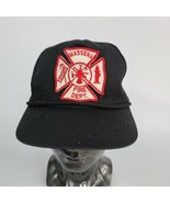 Vintage Snapback Messena New York Fire Department Hat Patch Cap Black - £7.77 GBP