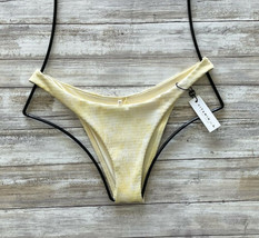 Vitamin A Swim Yellow Textured Tie Dye California High Leg Bikini Bottom (8/M) - £64.14 GBP