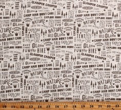 Cotton Camping Words Phrases Campers Glamp Camp Fabric Print by the Yard D689.50 - £11.11 GBP