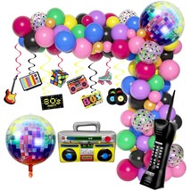 80S 90S Party Decorations, 115Pcs Balloon Arch Kit 80&#39;S 90&#39;S Hanging Swirls Infl - £22.44 GBP