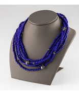 Gorgeous Blue Glass Beaded Multi-Strand Necklace with Silver Accents - $11,565.76 MXN