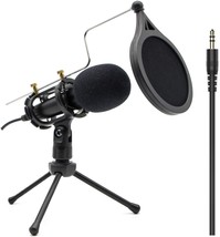 Condenser Recording Microphone 3.5mm Plug and Play PC Microphone, Broadcast - £29.16 GBP