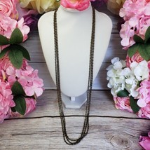 ROOST Multi Strand Shiny Brass Tone Link Long Fashion Necklace  - £13.31 GBP