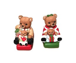 Homco 5102 Sledding Bears Figurines  Boy Girl Set Of 2 200743 - £10.56 GBP