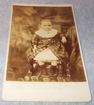 Vintage Cabinet Card Photograph Girl Child on Wicker Chair Savannah Georgia - £4.71 GBP