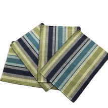 Set of 4 Striped Woven Placemats Boho Chic Kitchen Decor Unused Navy Blue Green - £17.99 GBP