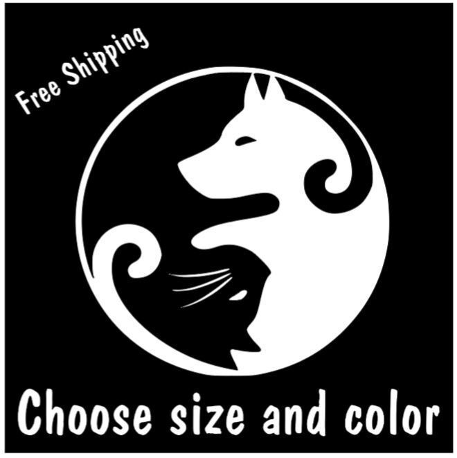 CAT DOG YIN YANG Sticker Wall Logo Vinyl Decal Car Laptop - $2.79+