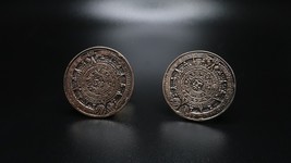 FINE PAIR VINTAGE SIGNED STERLING MEXICO AZTEC MAYAN CALENDAR CUFFLINKS - £38.47 GBP
