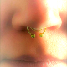 Fake Septum Piercing Gold Clip On Cuff Gold Tone Nose Ring Bead Fake Body Ring - £3.16 GBP