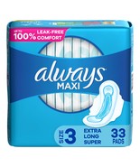 Always Maxi Feminine Pads With Wings Size 3 Extra Long, Absorbency, 33 Ct. - $24.65 CAD